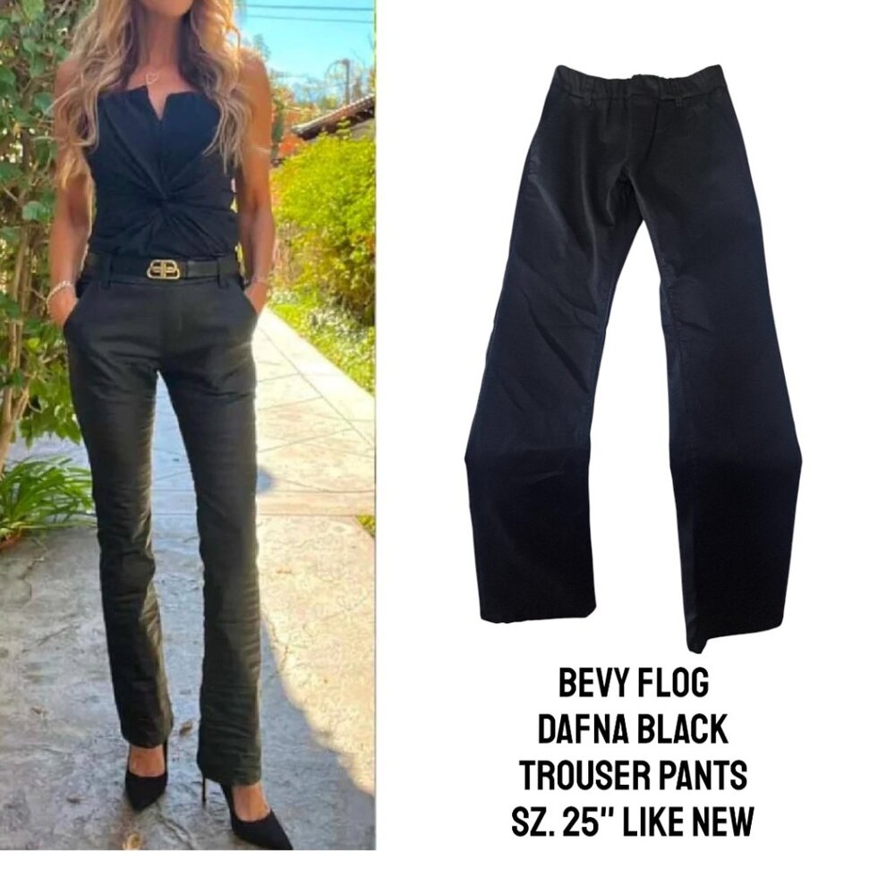 BEVY‎ FLOG DAFNA BLACK PULL ON TROUSER PANTS IN HONEYCOMB GRID SZ. 25" LIKE NEW